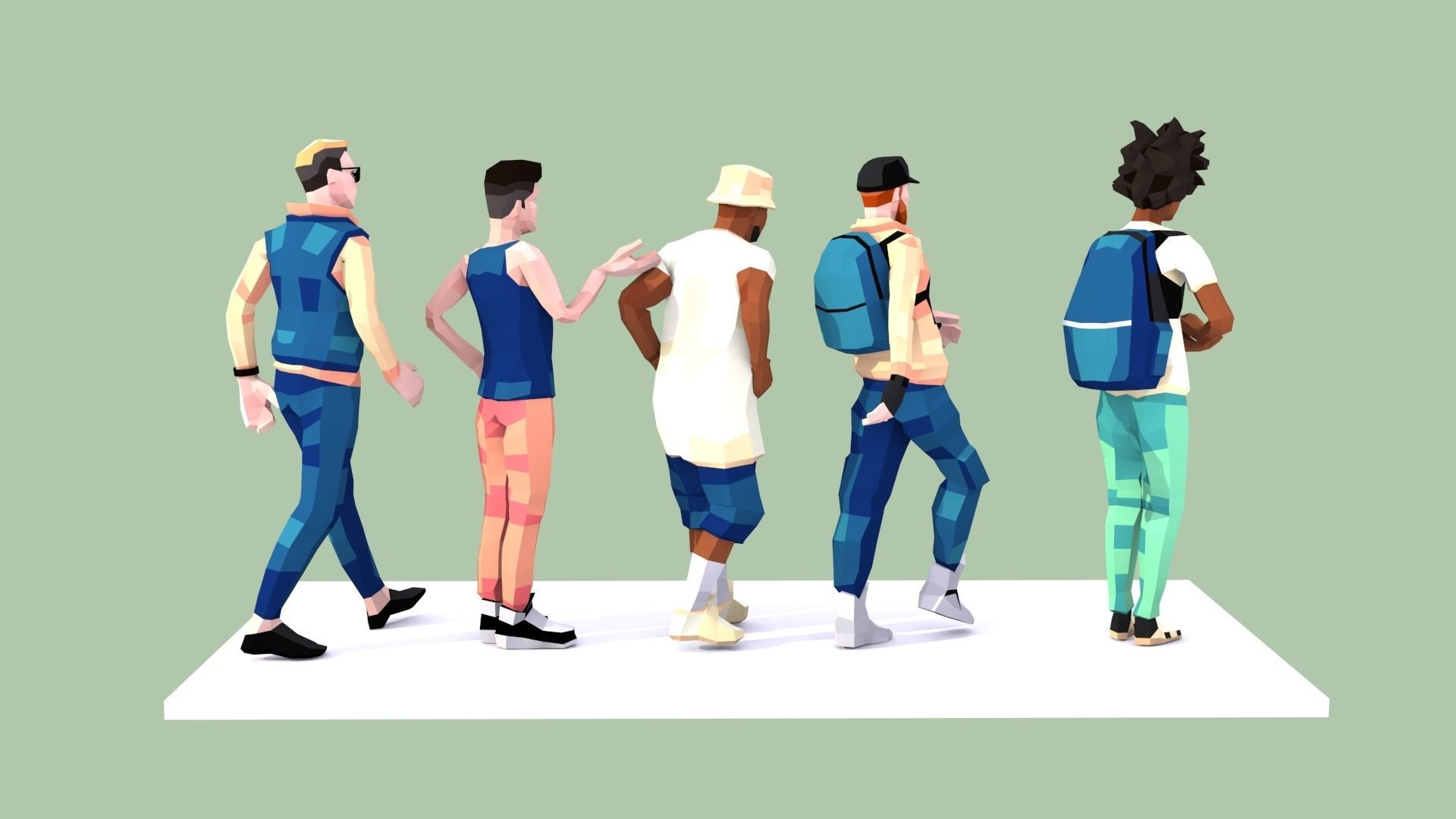 Low-Poly Style Rigged Characters - Young Adults Low-poly 3D model_10