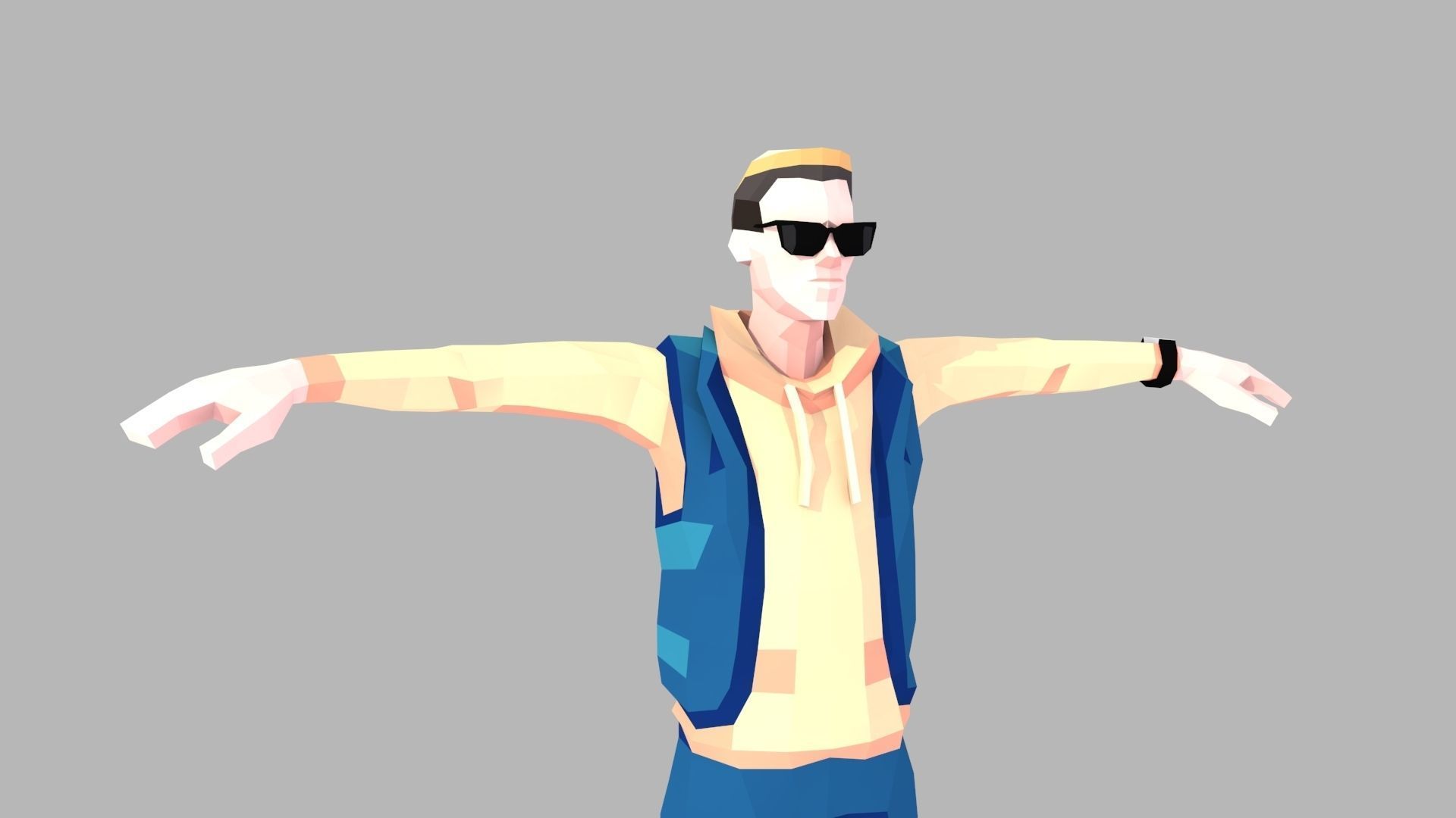 Low-Poly Style Rigged Characters - Young Adults Low-poly 3D model_9