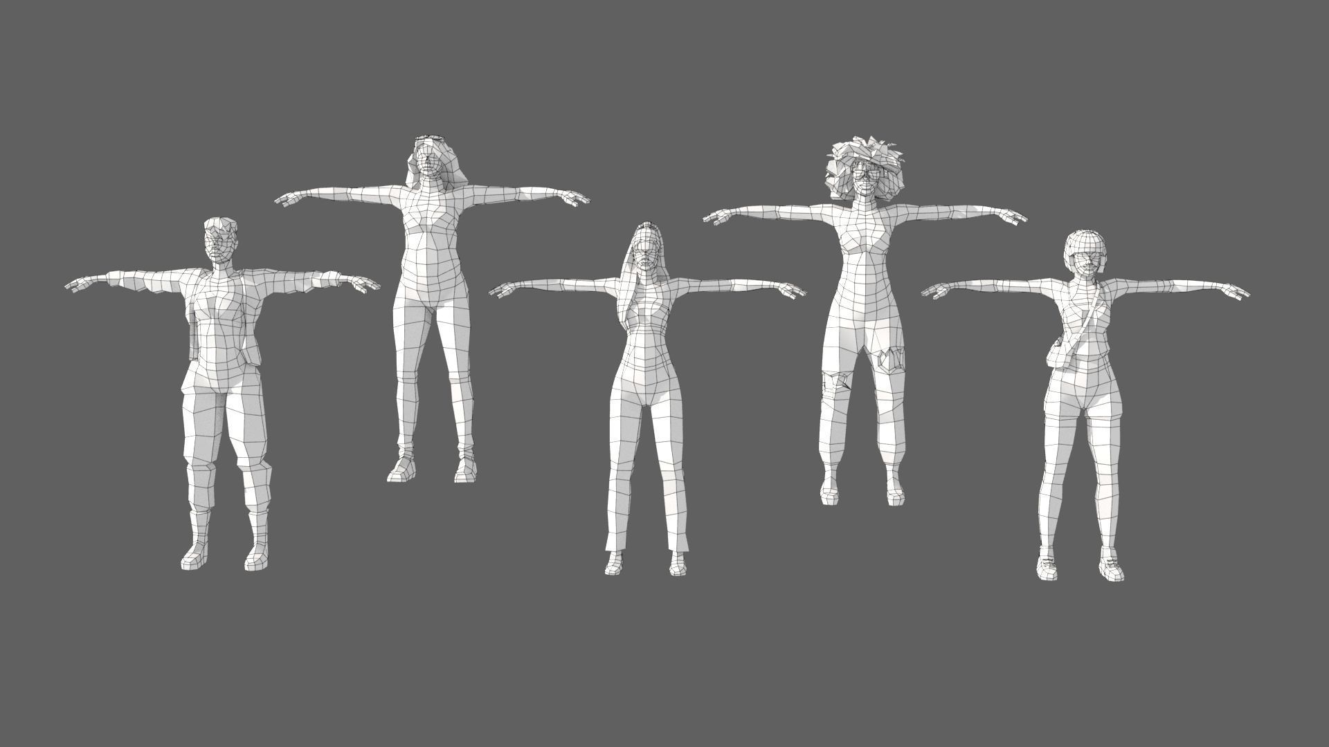 Low-Poly Style Rigged Characters - Young Adults Low-poly 3D model_8