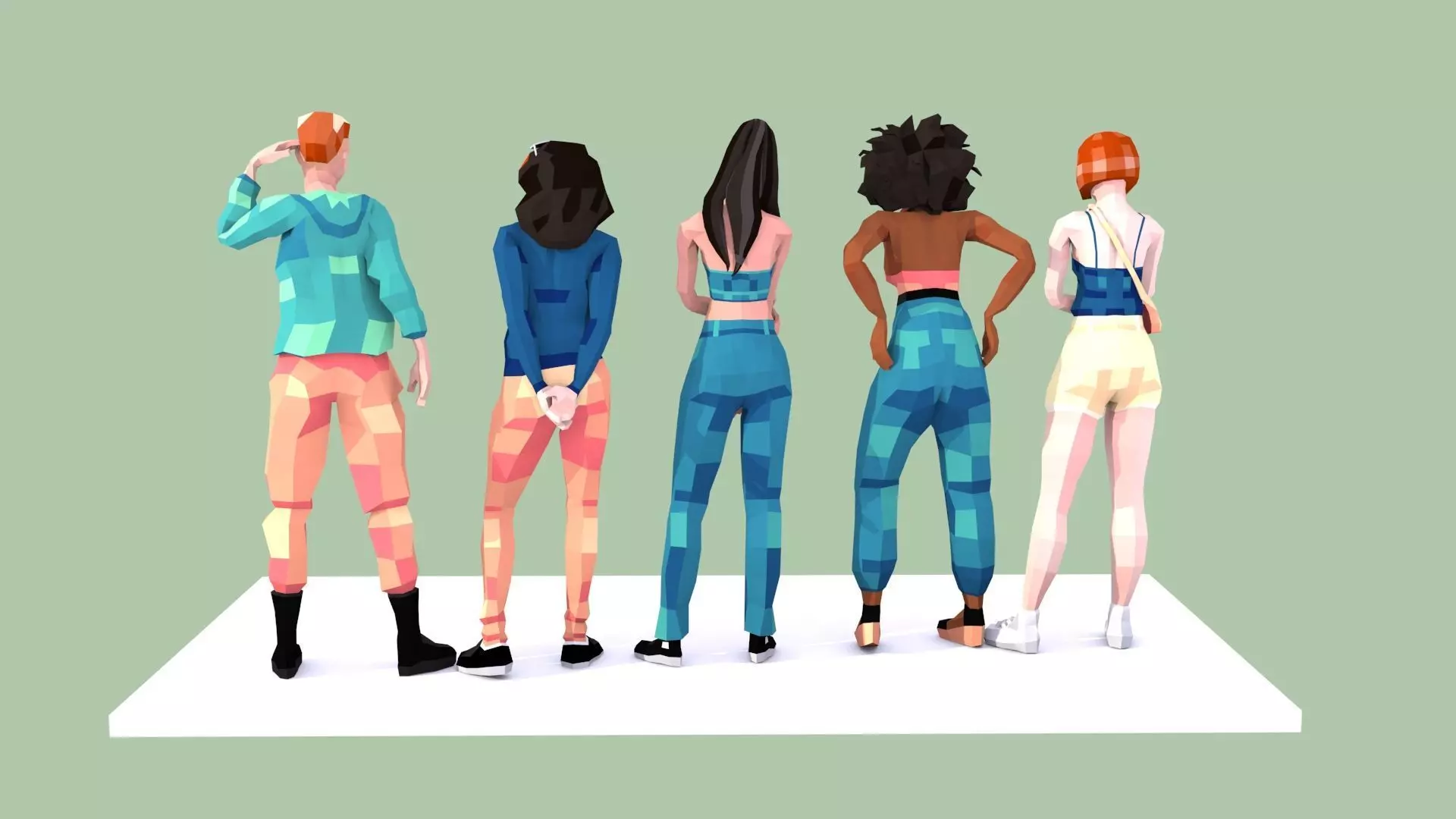 Low-Poly Style Rigged Characters - Young Adults Low-poly 3D model_0