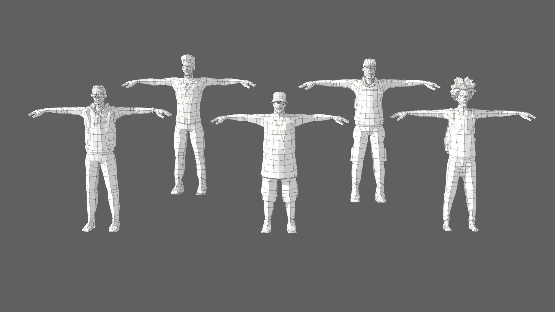 Low-Poly Style Rigged Characters - Young Adults Low-poly 3D model_7