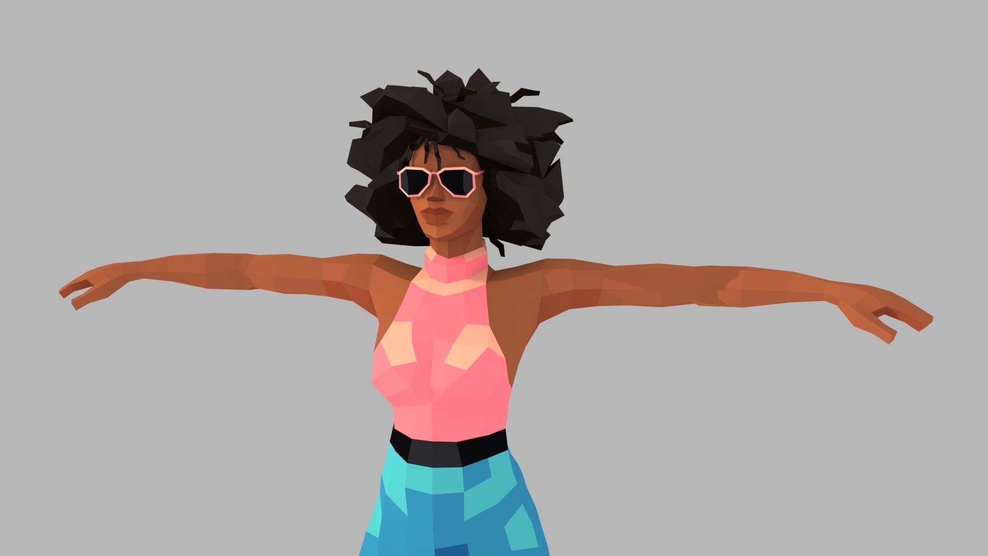 Low-Poly Style Rigged Characters - Young Adults Low-poly 3D model_11