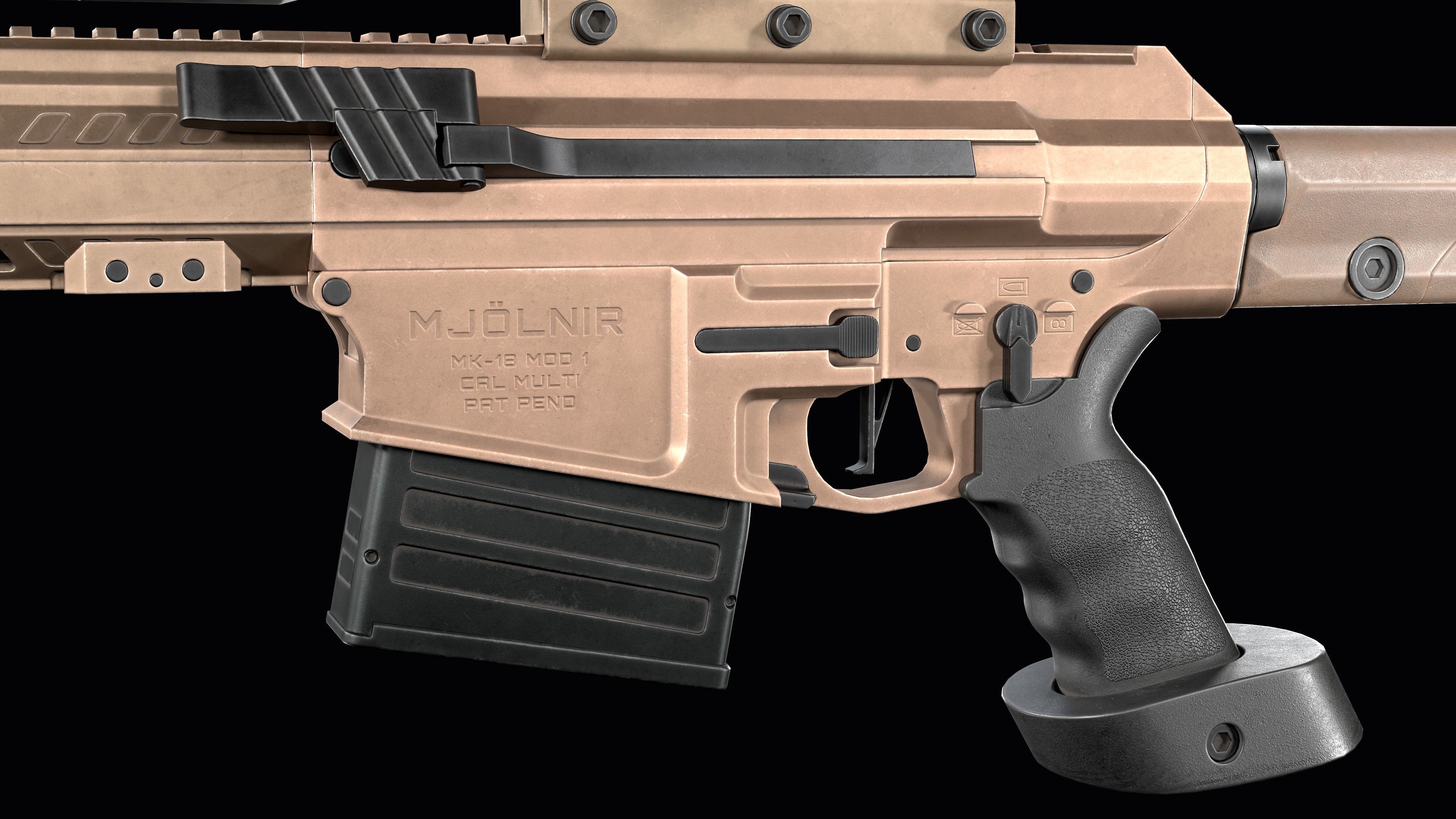 Tactical Modular Sniper Rifle MK 18 Mjolnir Low-poly 3D model_13