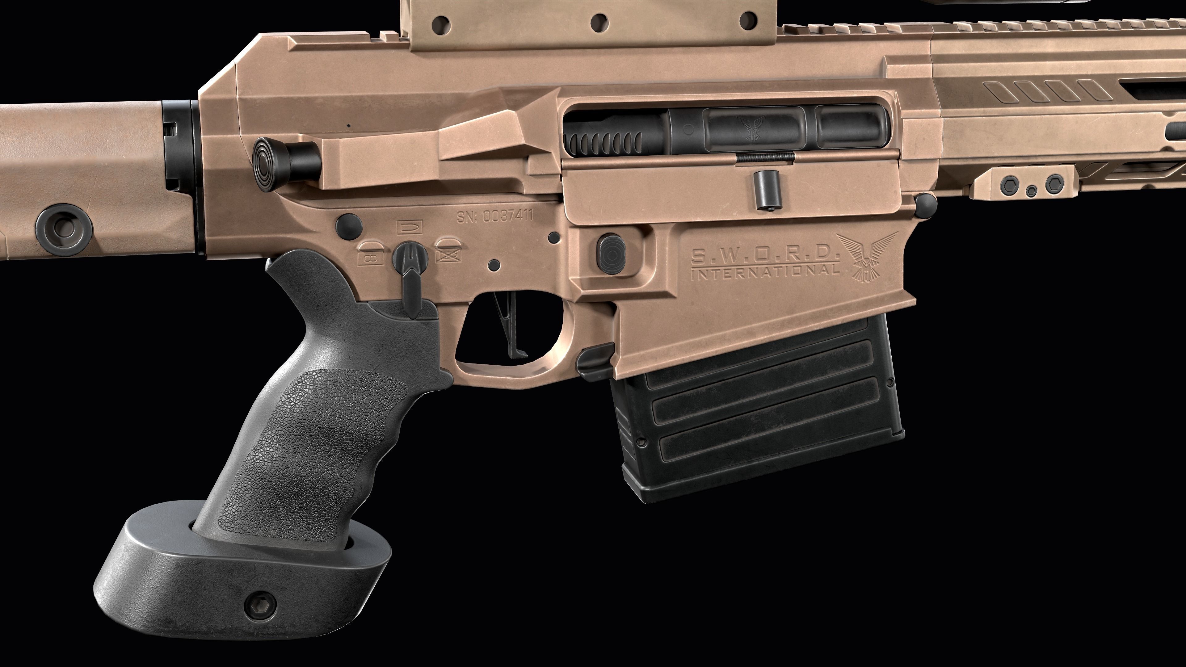 Tactical Modular Sniper Rifle MK 18 Mjolnir Low-poly 3D model_14