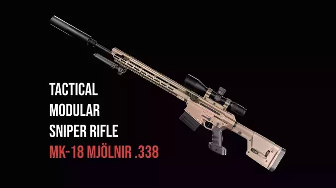 Tactical Modular Sniper Rifle MK 18 Mjolnir Low-poly 3D model