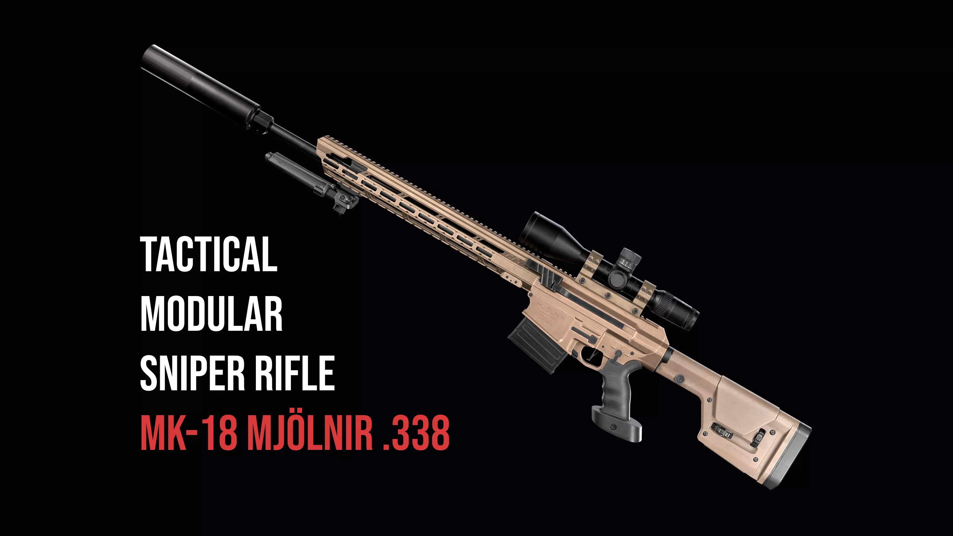 Tactical Modular Sniper Rifle MK 18 Mjolnir Low-poly 3D model_0