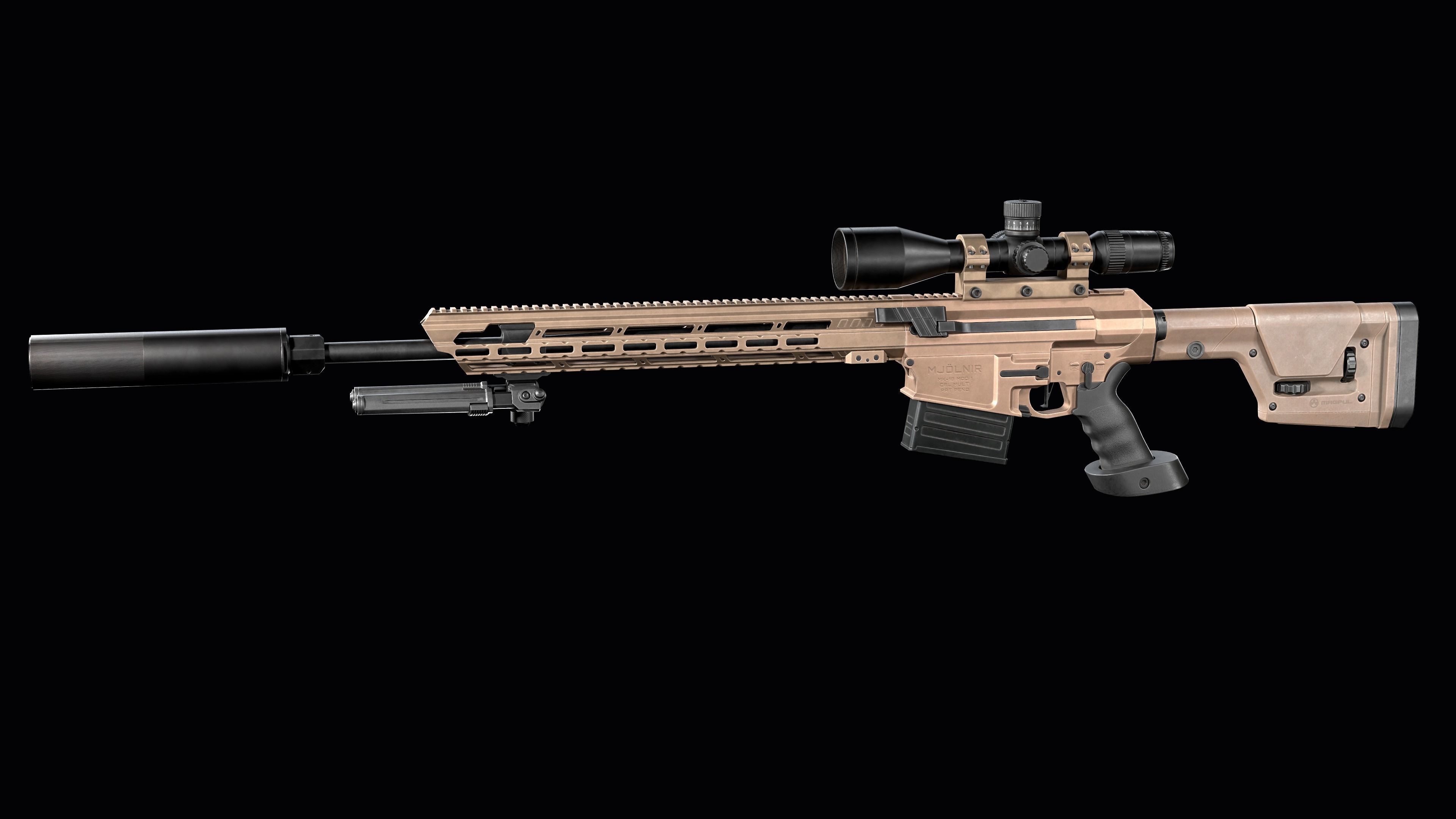 Tactical Modular Sniper Rifle MK 18 Mjolnir Low-poly 3D model_5