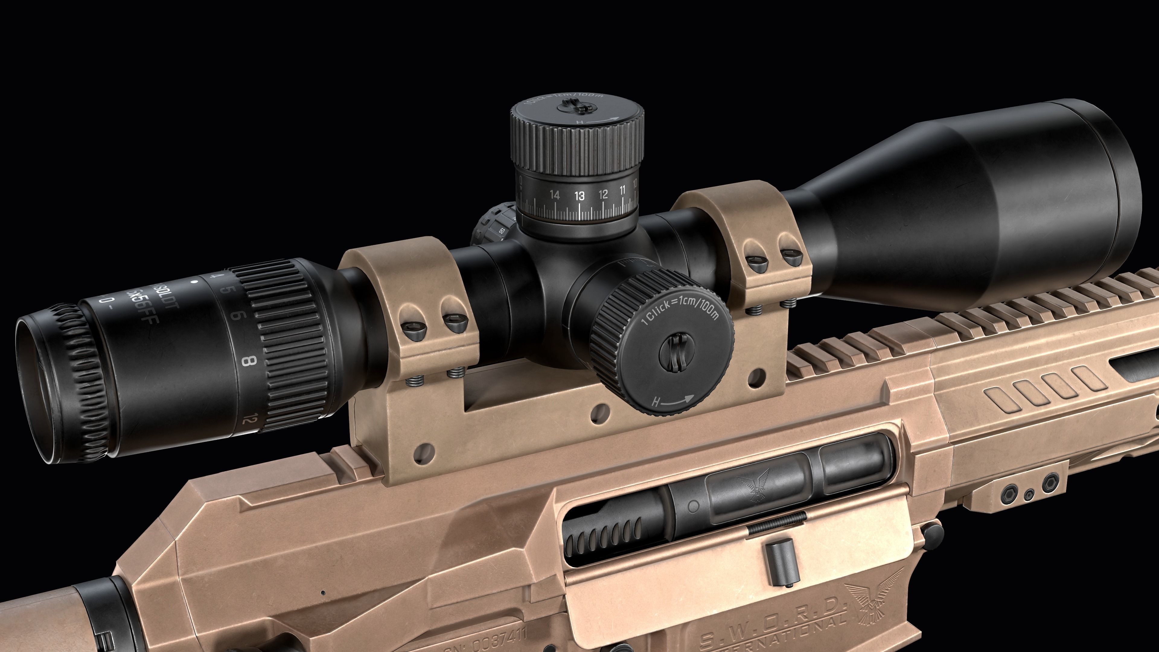 Tactical Modular Sniper Rifle MK 18 Mjolnir Low-poly 3D model_24