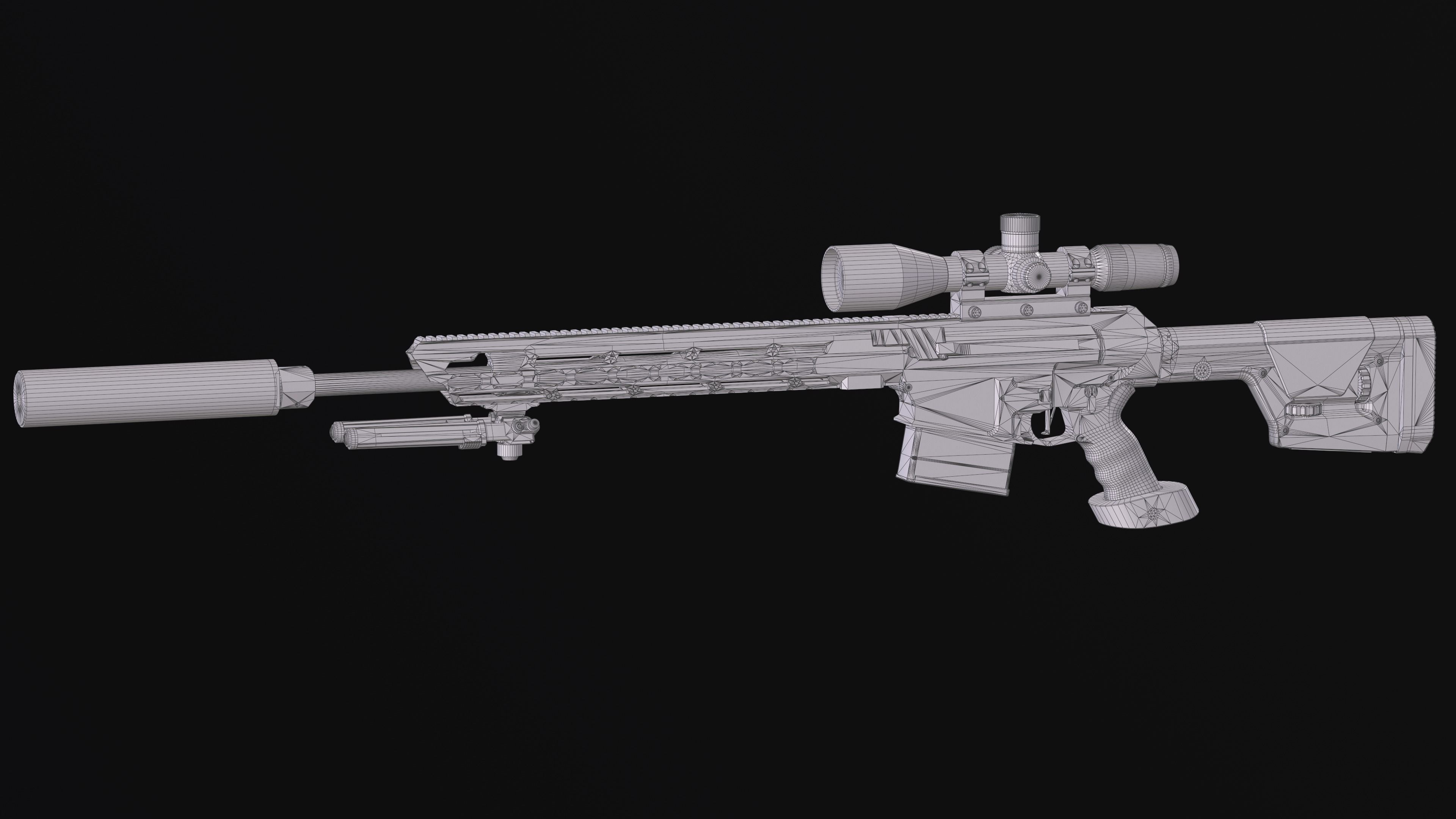 Tactical Modular Sniper Rifle MK 18 Mjolnir Low-poly 3D model_40