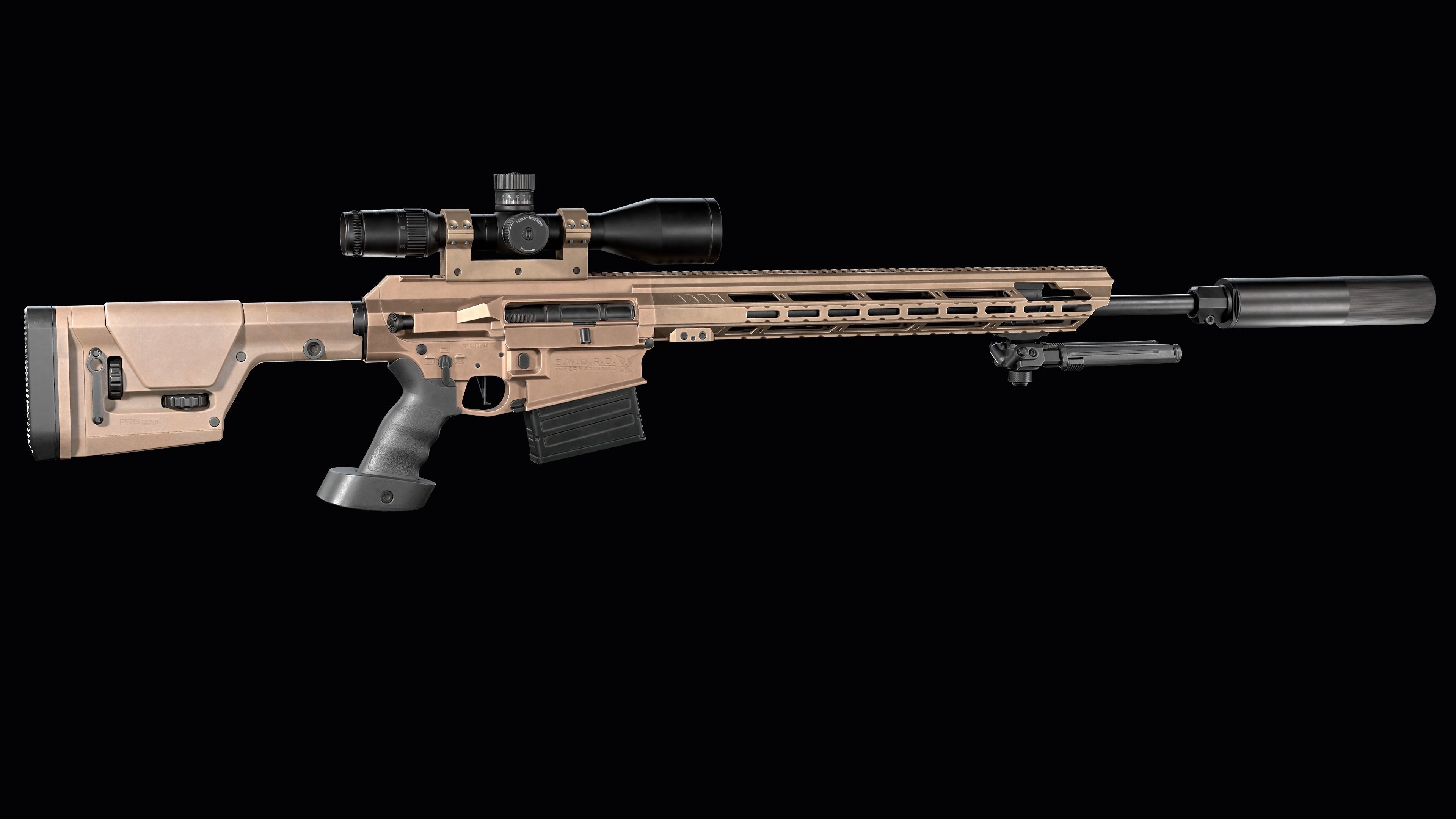 Tactical Modular Sniper Rifle MK 18 Mjolnir Low-poly 3D model_8