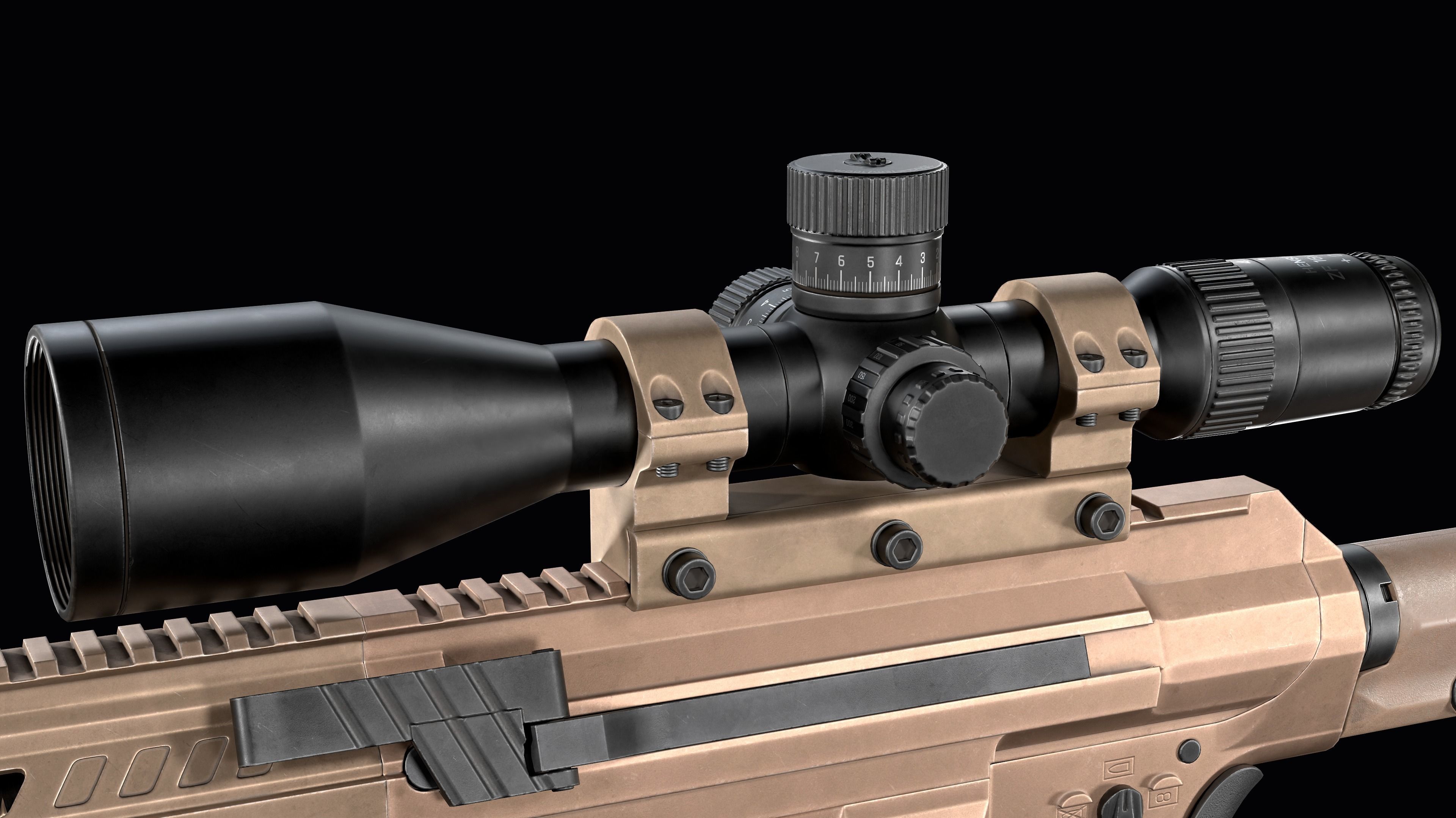 Tactical Modular Sniper Rifle MK 18 Mjolnir Low-poly 3D model_25