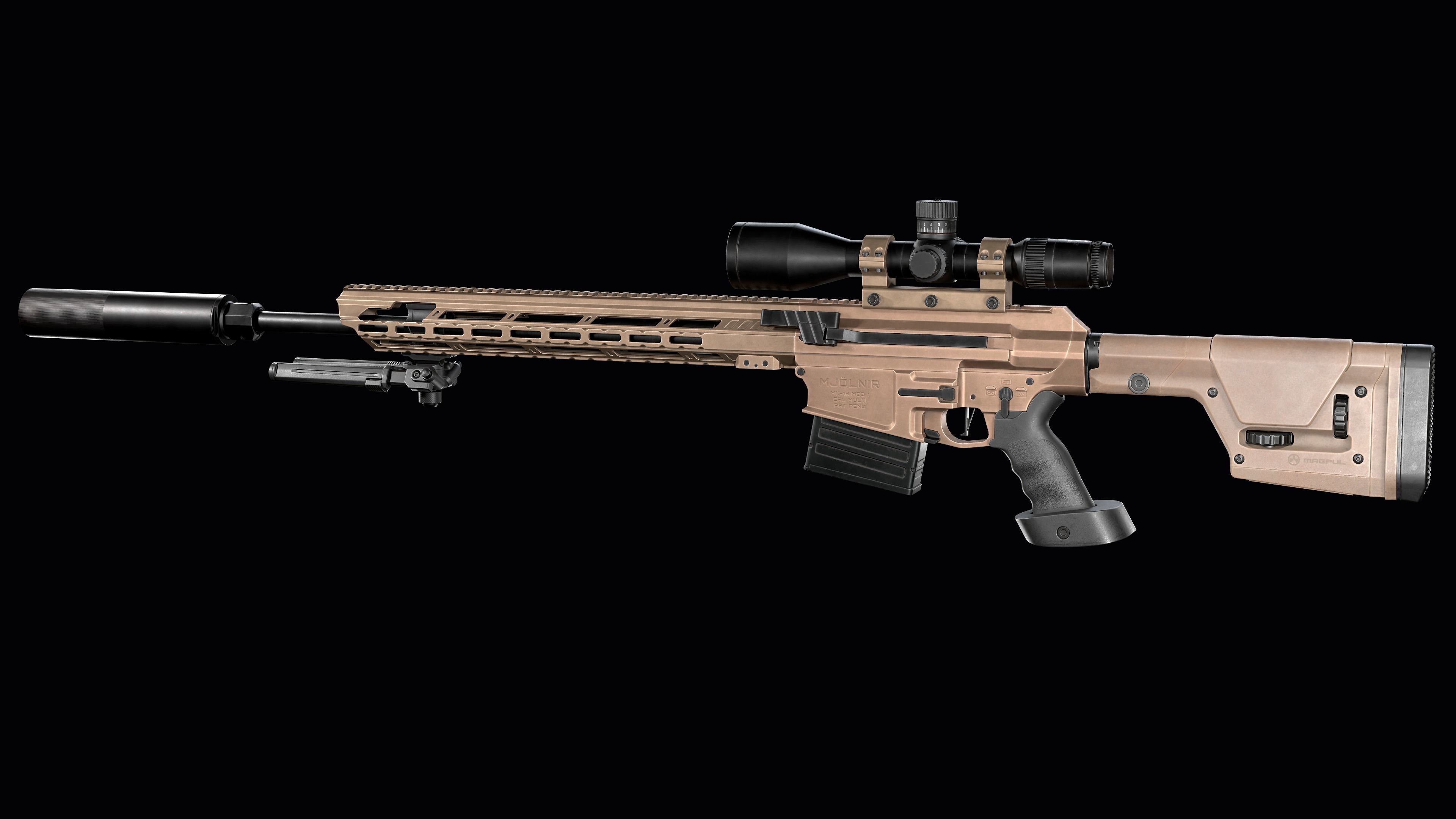 Tactical Modular Sniper Rifle MK 18 Mjolnir Low-poly 3D model_6