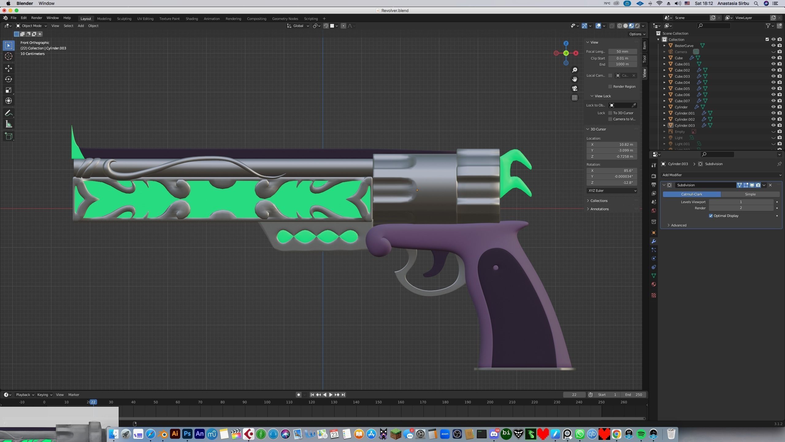 Fantasy Magic Scifi Revolver Free 3D model_3