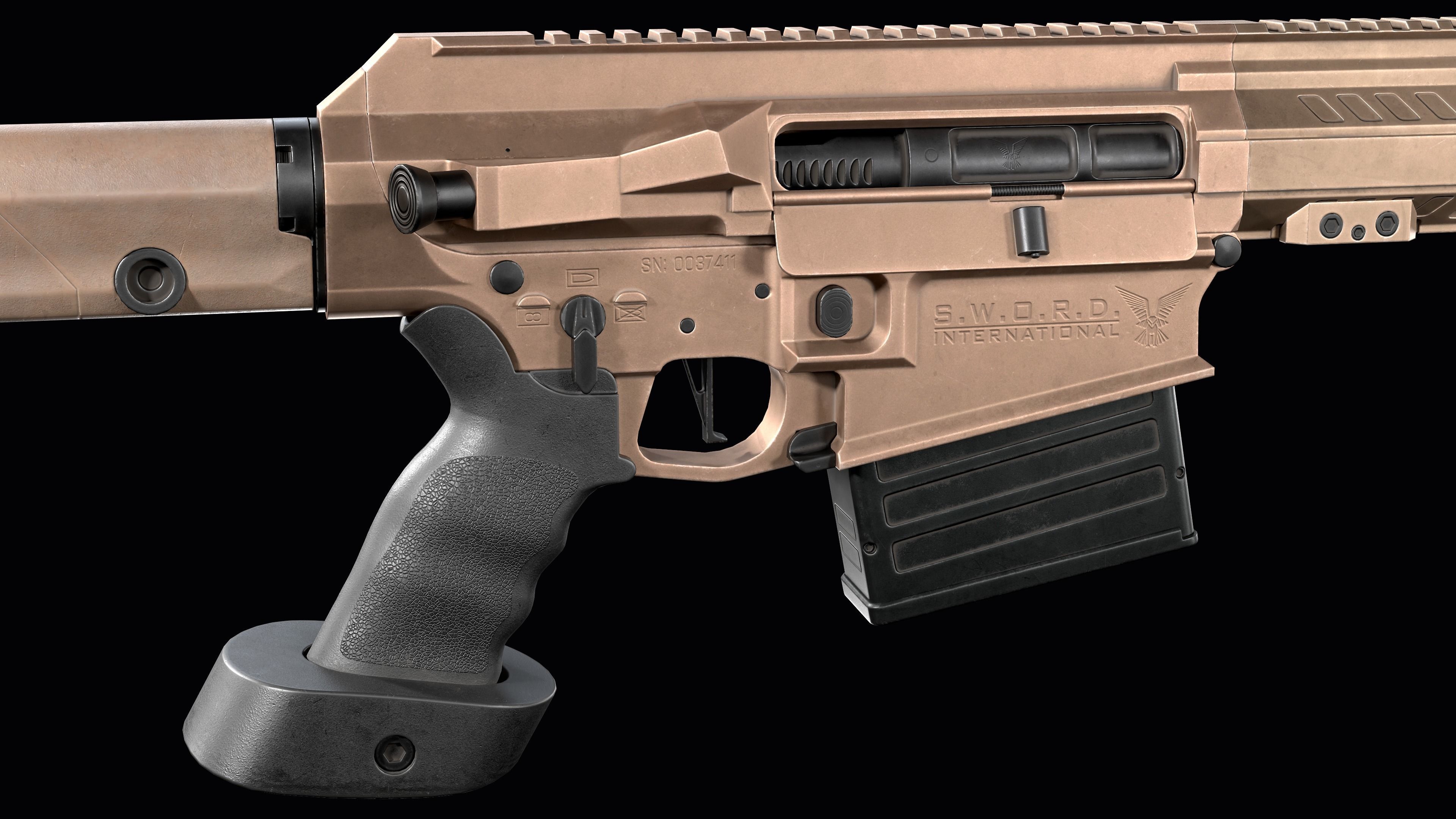 Modular Sniper Rifle MK 18 Mjolnir  Low-poly 3D model_11