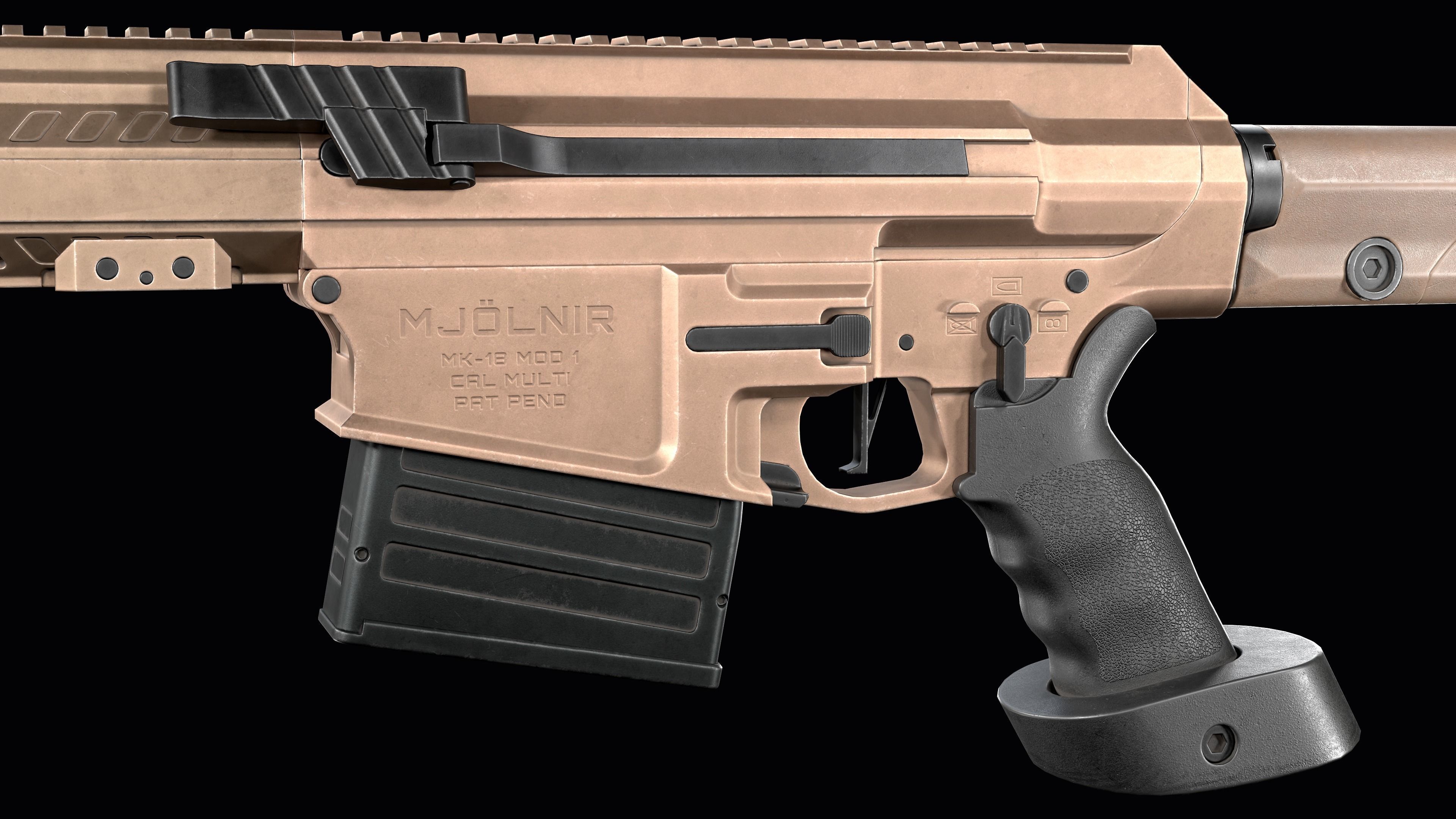 Modular Sniper Rifle MK 18 Mjolnir  Low-poly 3D model_12