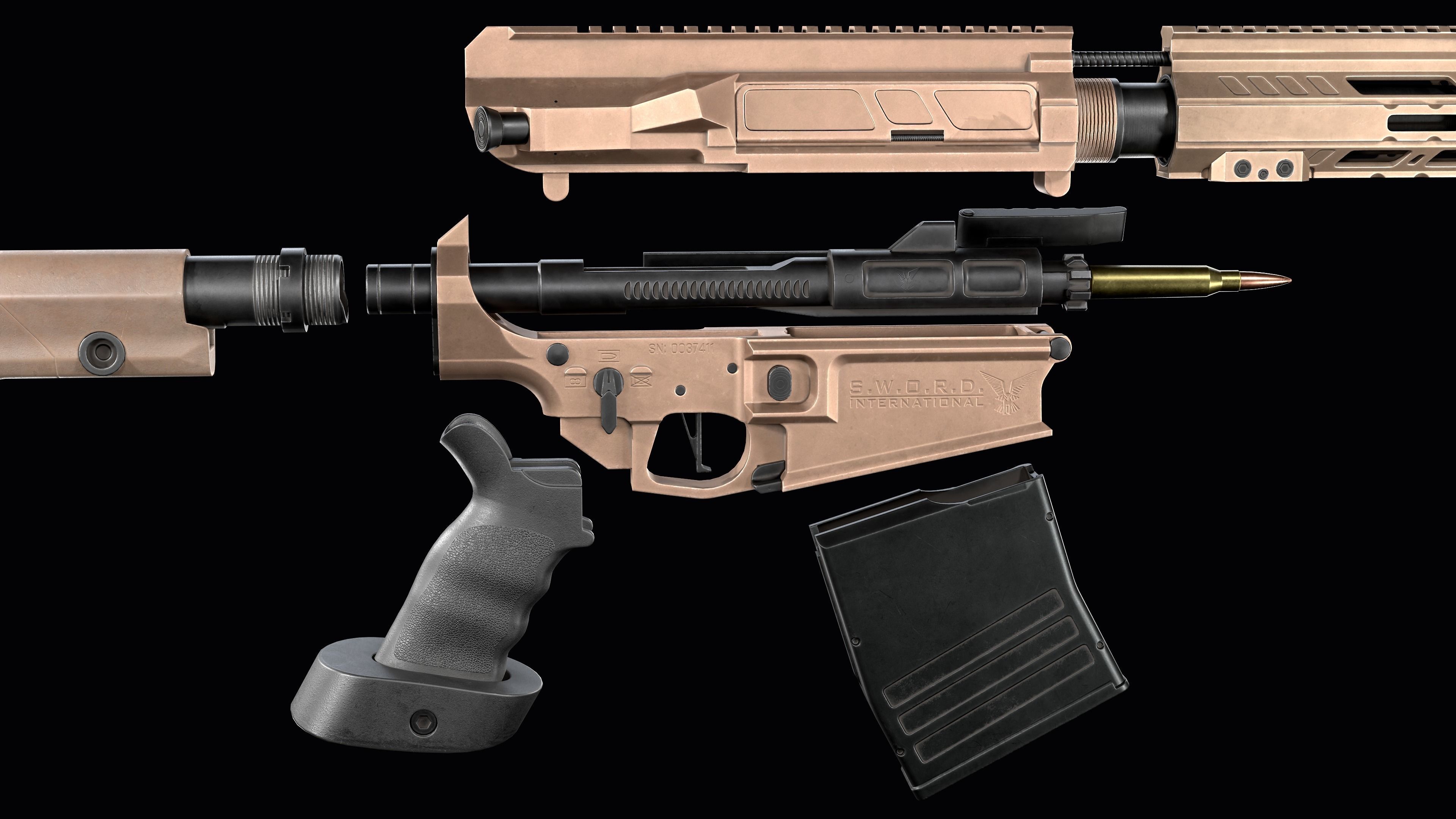 Modular Sniper Rifle MK 18 Mjolnir  Low-poly 3D model_22