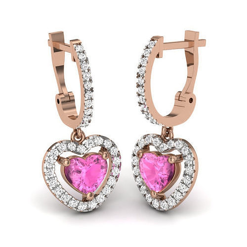Women Heart Love huggies earrings 3dm render details 3D print model