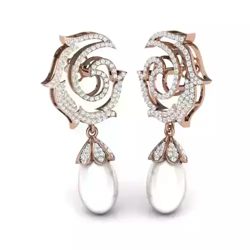 Women pearl earrings 3dm render details
