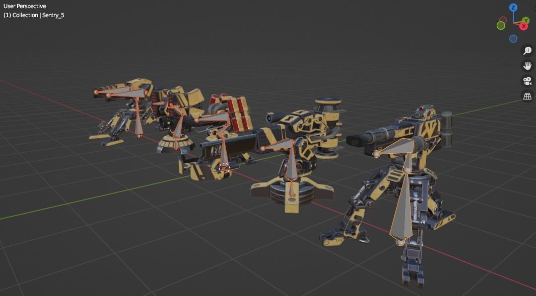 Gameready sentries collection Low-poly 3D model_29