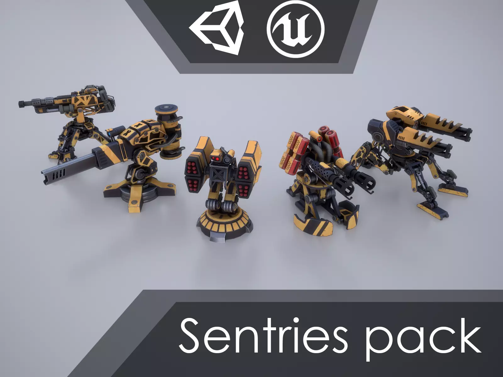 Gameready sentries collection Low-poly 3D model_0