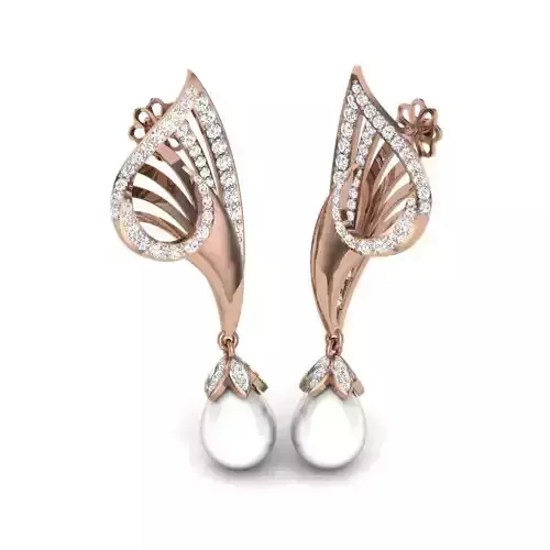 Women pearl earrings 3dm render details