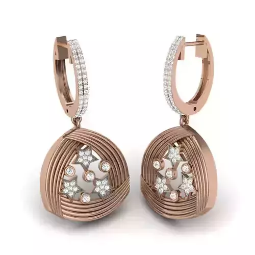 Diamond Star drops earrings 3dm render details 3D print model