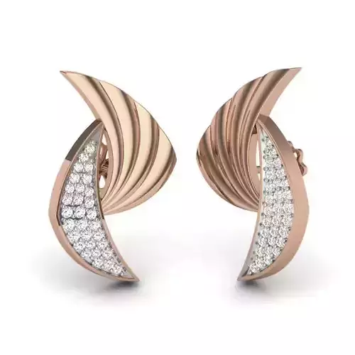 Women boomerang  studs earrings 3dm render details