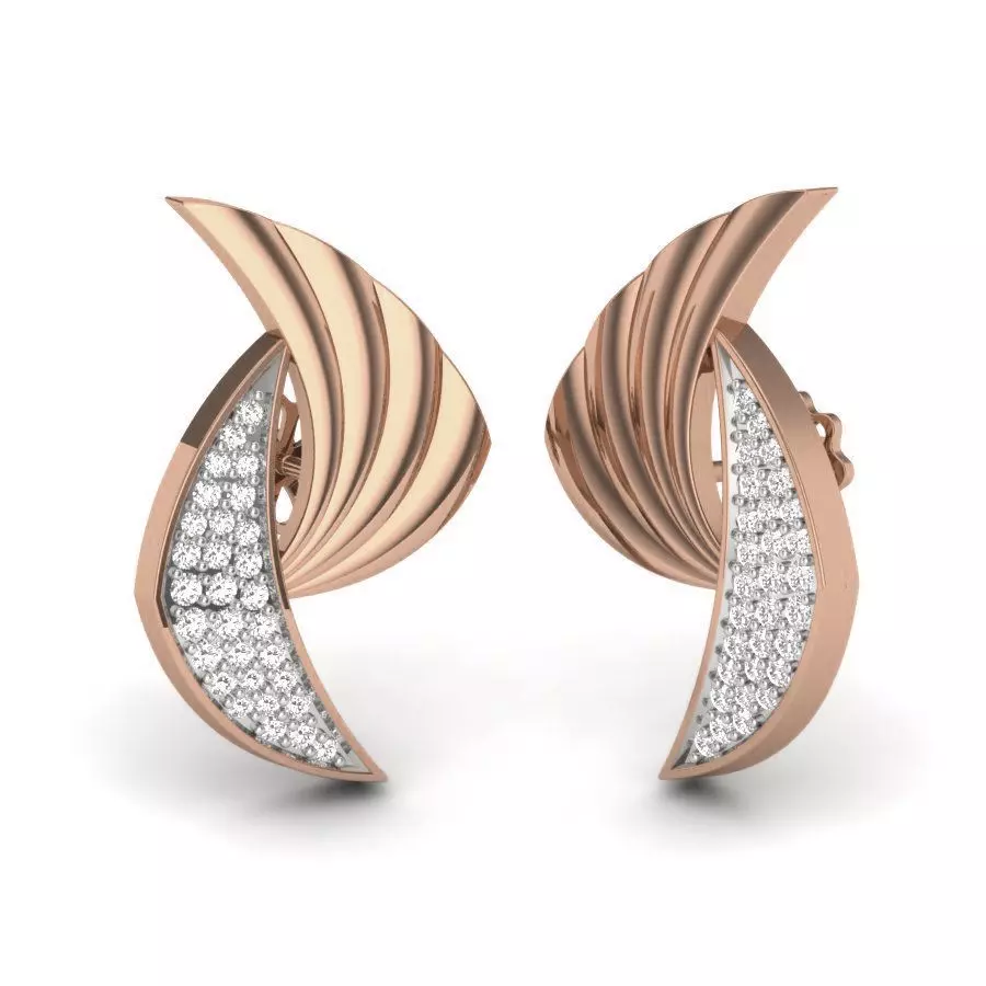 Women boomerang studs earrings 3dm render details 3D print model