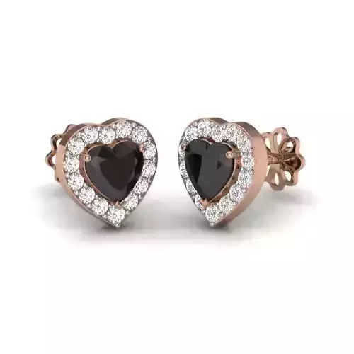 Diamond Love valentine heart studs earrings 3dm render details 3D print model