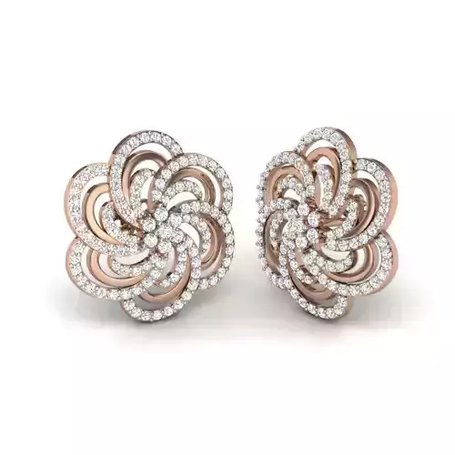 Women flower studs earrings 3dm render details