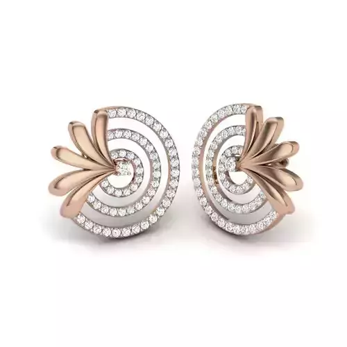 Women flower studs earrings 3dm render details