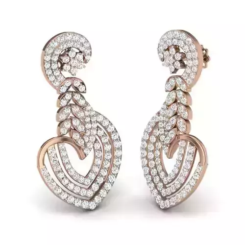 Women diamond earrings 3dm render details