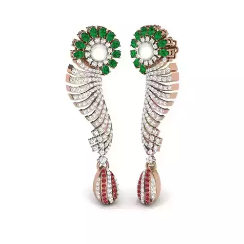 Women cocktail pearl earrings 3dm render details