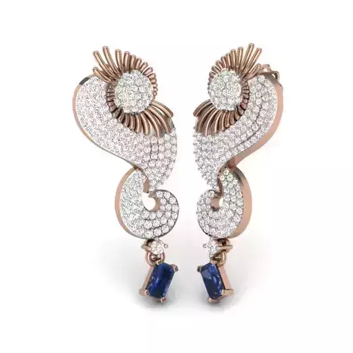 Women cocktail earrings 3dm render details