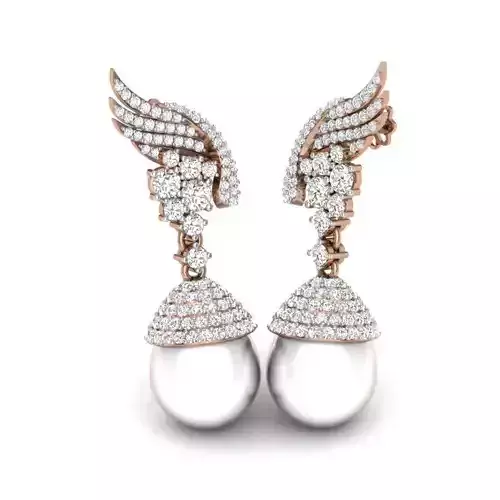 Women pearl earrings 3dm render details