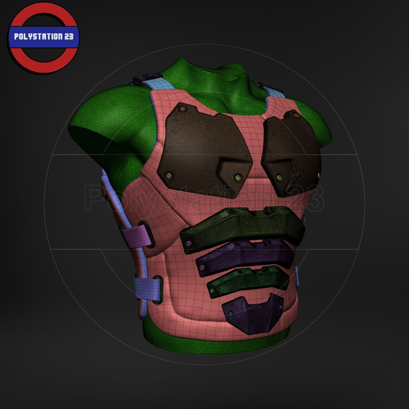 Sci fi character Torso armour v6 highpoly zbrush 3D model_11