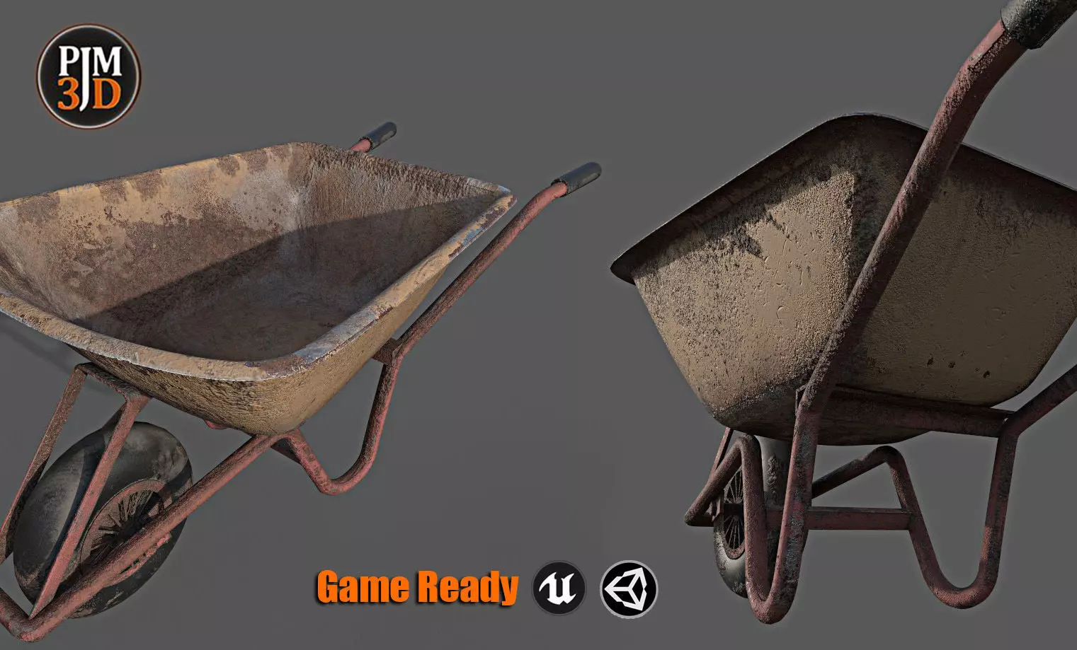 Wheelbarrow Version 1 Low-poly 3D model