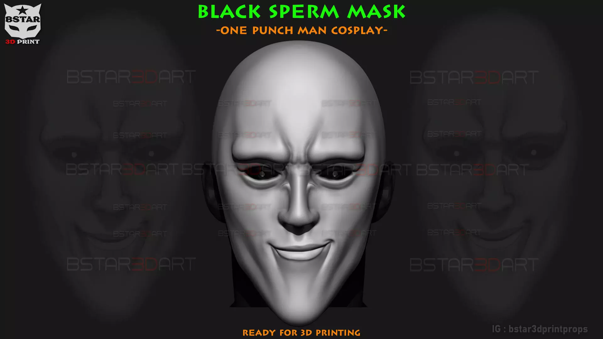 Black Sperm Mask - One Punch Man Cosplay 3D print model_0