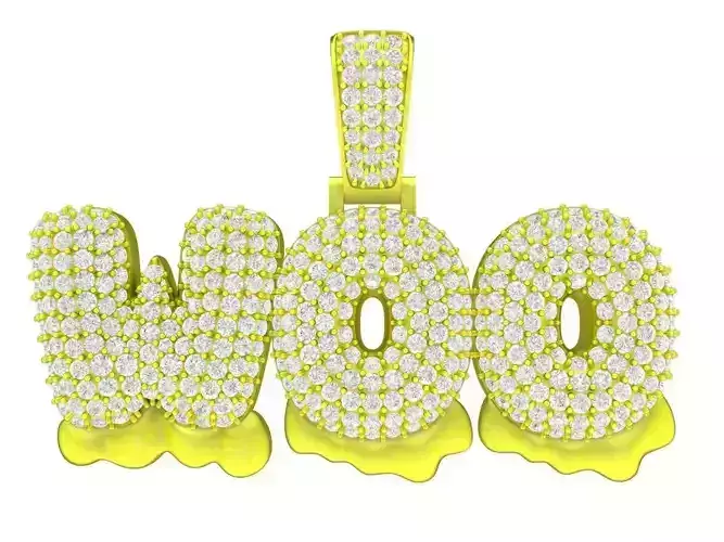A6030 Diamond WOO Letter Hip Hop Pendant 