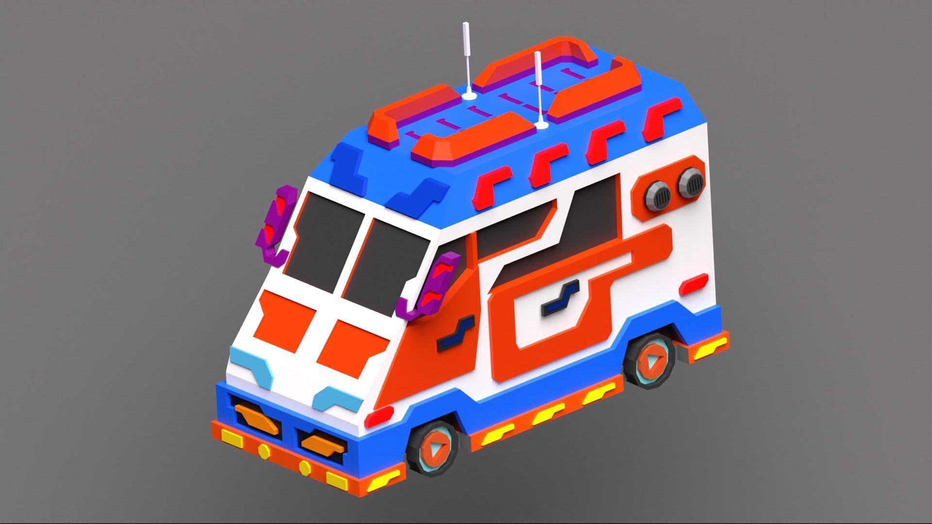 Scifi vehicles pack Low-poly 3D model_4