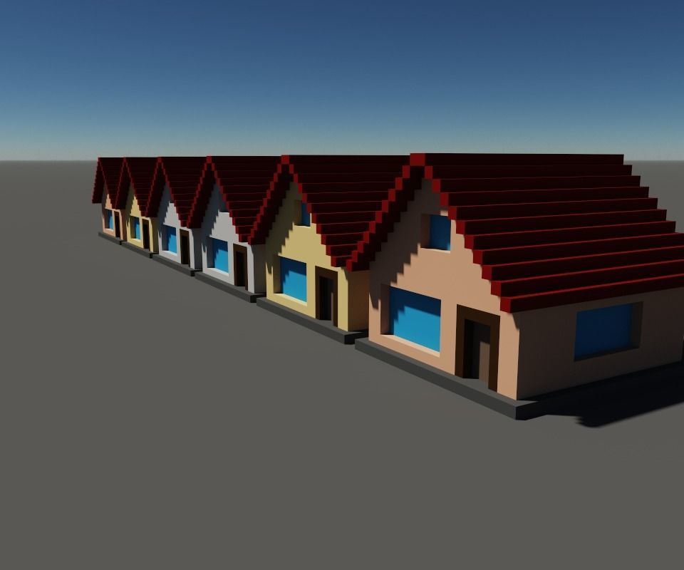 Voxel Simple House Collection 3D Object Low-poly 3D model_1
