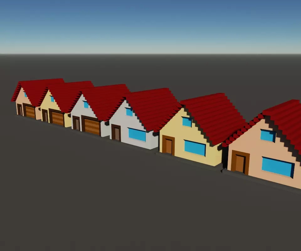 Voxel Simple House Collection 3D Object Low-poly 3D model_0