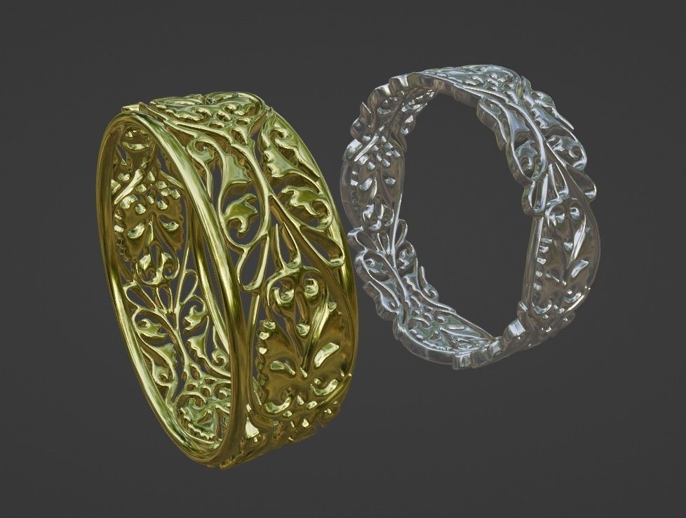 Rings with a pattern 3D print model_5