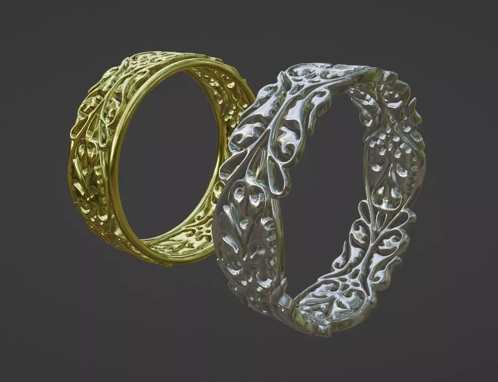 Rings with a pattern 3D print model_0