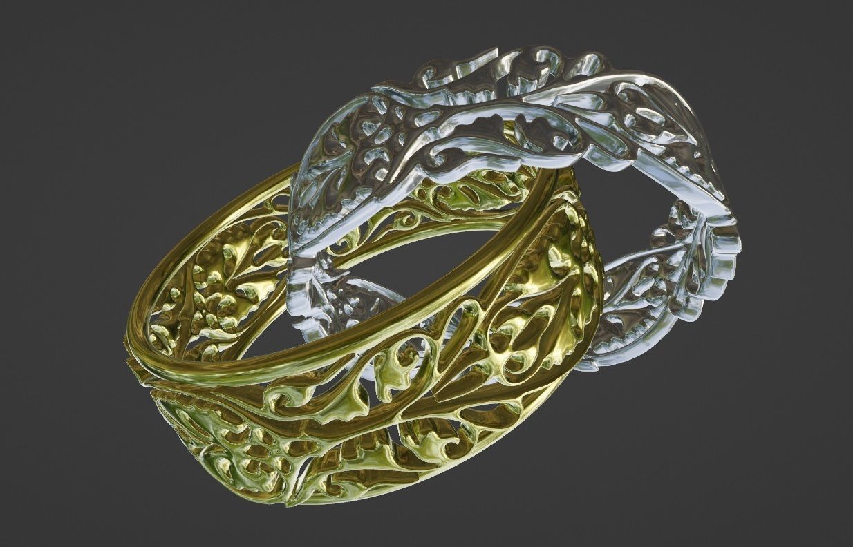 Rings with a pattern 3D print model_1