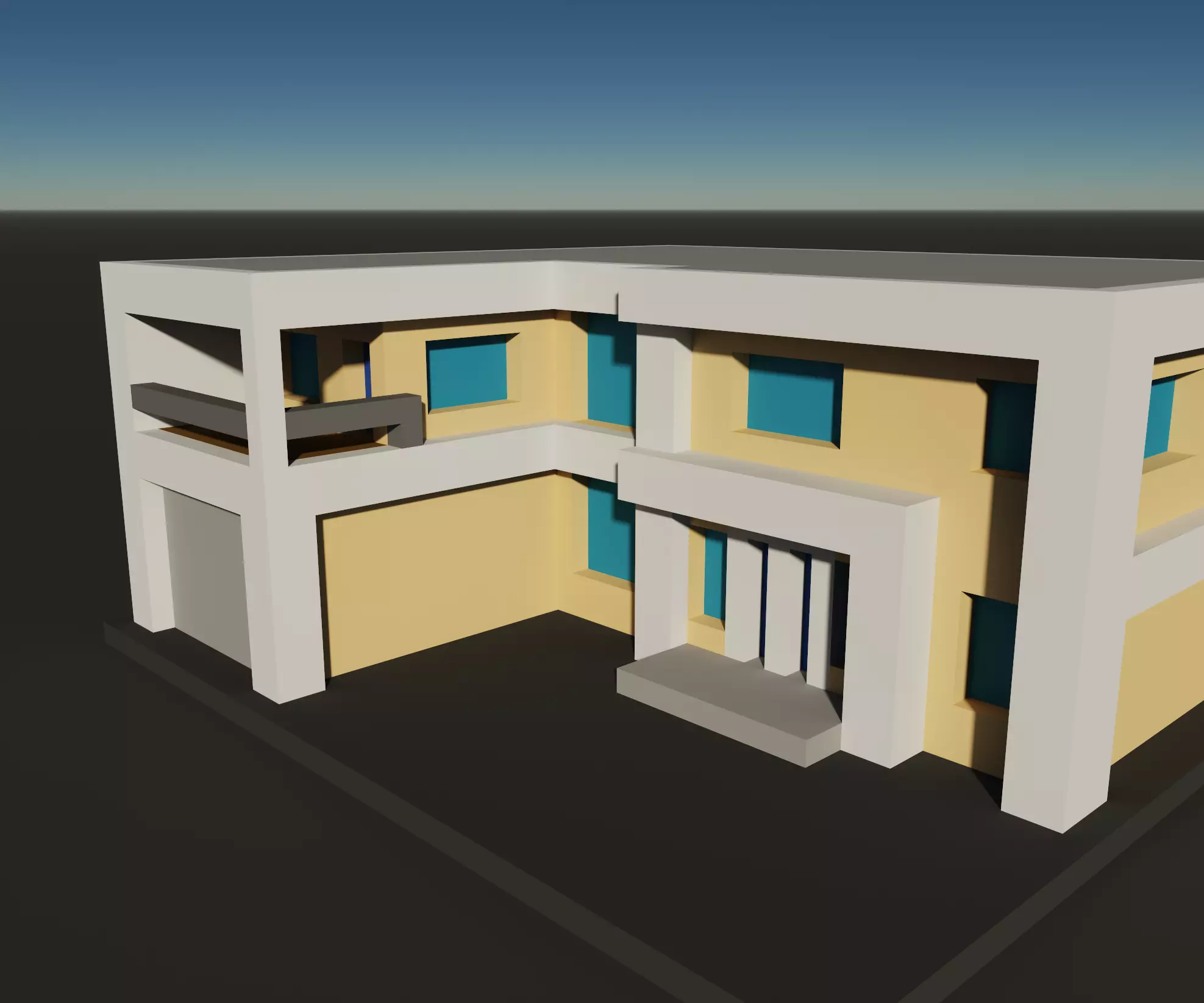 Voxel Modern House 3D Object  Low-poly 3D model_0