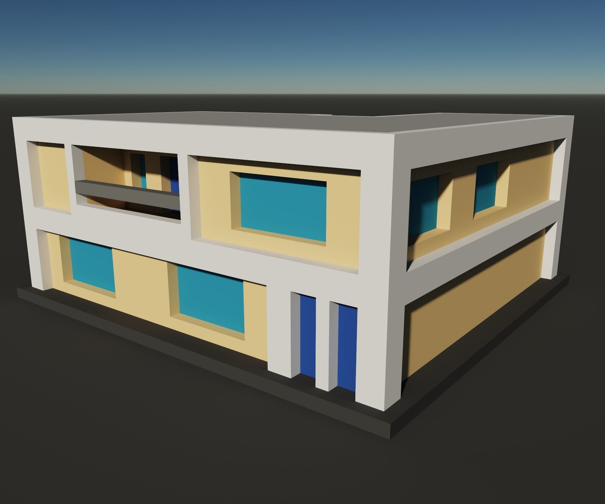 Voxel Modern House 3D Object  Low-poly 3D model_1