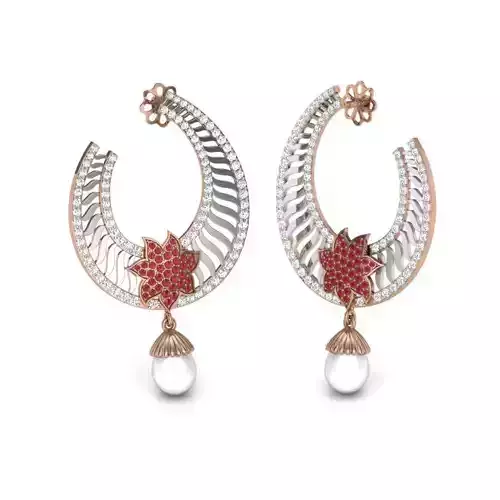Women pearl earrings 3dm render details