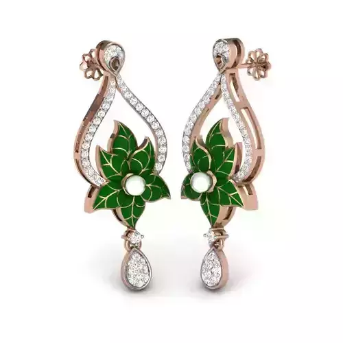 Women pearl drops earrings 3dm render details