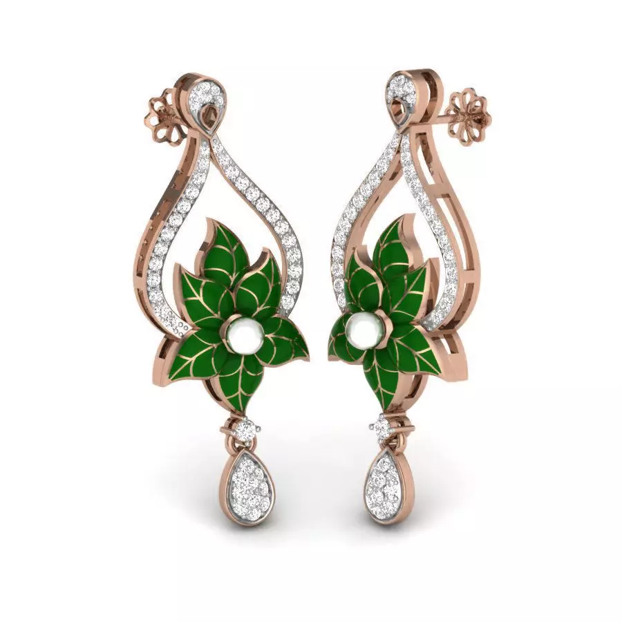 Women pearl drops earrings 3dm render details 3D print model